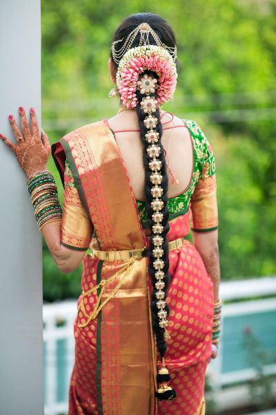 A Fun-filled Bangalore Wedding Where The Bride Transformed Her Grandmom's  Heirloom Saree | Indian wedding hairstyles, Indian hairstyles, Indian  bridal hairstyles