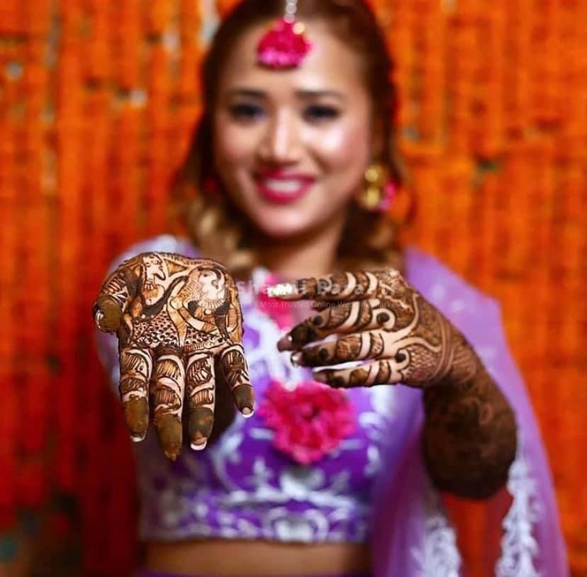 Bride Getting Mehndi Henna Done Before Indian Celebration, Interfaith  Wedding